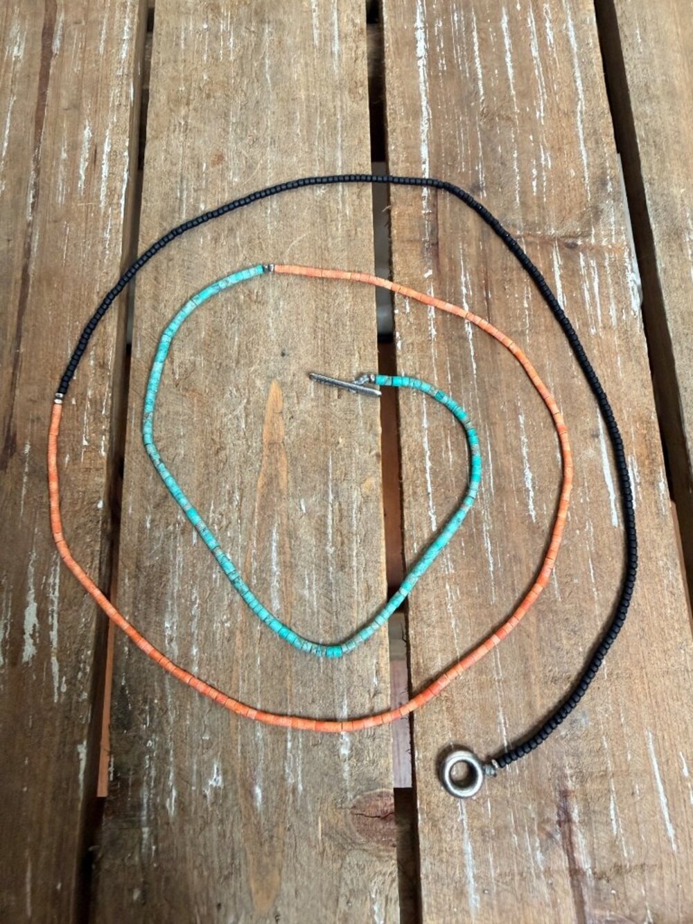 M.Cohen Sterling Silver Multicolor Turquoise Beaded Necklace Wrap Bracelet